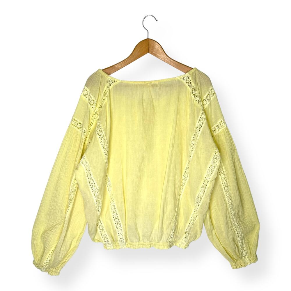 Free People REVOLVE Women's Maria Maria Lace Blouse Size L Yellow Peasant Top - Picture 5 of 14